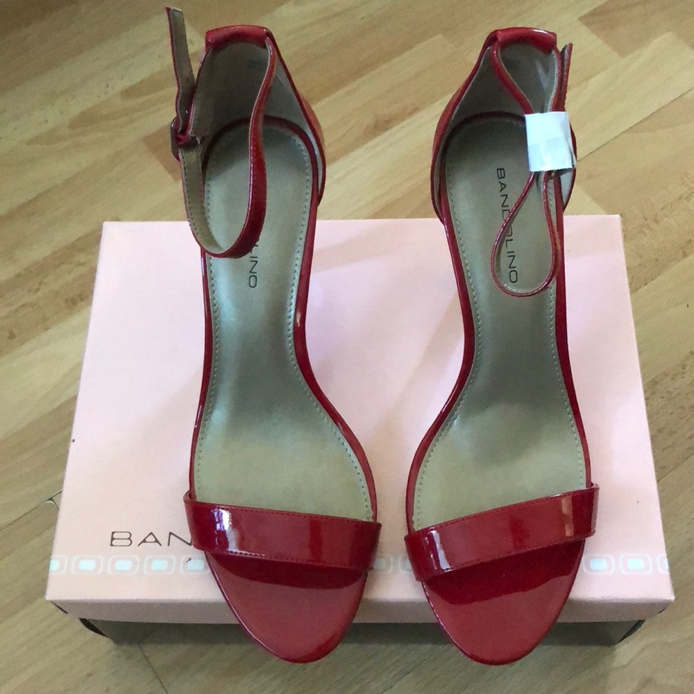 Red ankle strap heels
